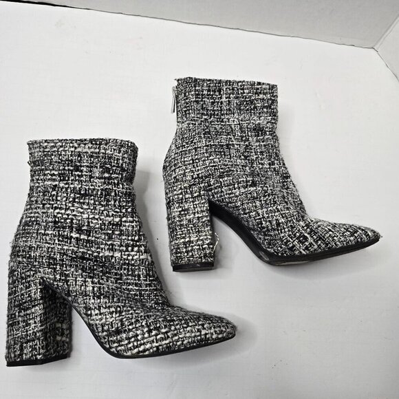 Jessica Simpson Black and White Tweed Fabric Ankle Booties size 7 - Picture 3 of 9